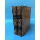 Two leather bound volumes, 'Memoirs of Samuel Pepys', edited by Richard Lord Braybrooke, published