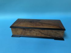 A modern walnut glove box, 36cm long