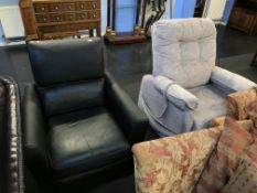 A black leather recliner and electric recliner
