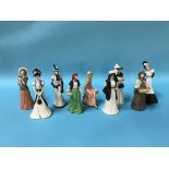 Nine Wedgwood porcelain figurines