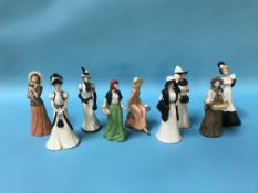 Nine Wedgwood porcelain figurines