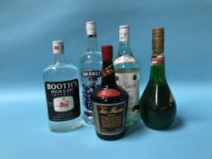 Five bottles of spirits