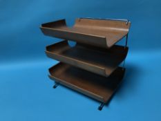 A Mallod teak desk filing rack