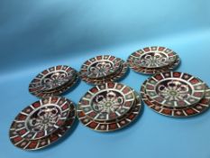 Royal Crown Derby Imari dinner wares comprising: 6 dinner plates, 6 side plates and 6 soup bowls,