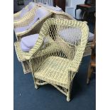 A wicker basket chair