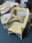 A wicker basket chair