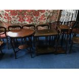 Two occasional tables and an oak pedestal