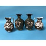A pair of Lovatts Langley stoneware vases and a pair of water jugs