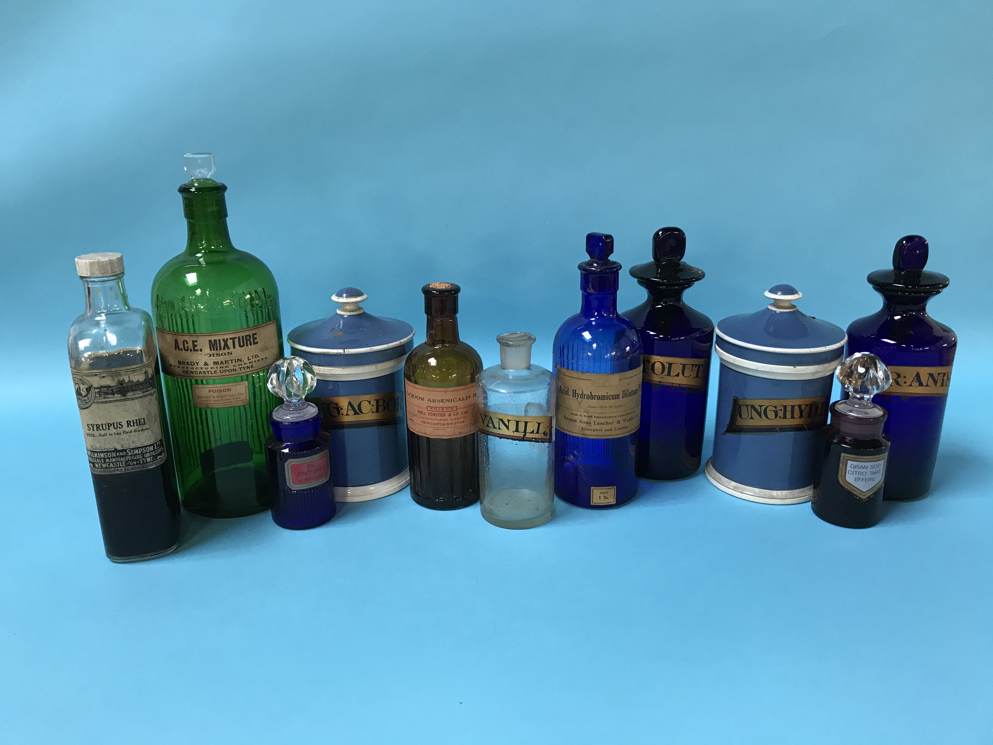 Eleven various glass and pottery Pharmacy bottles - Image 2 of 4