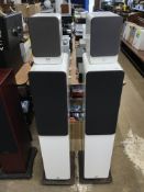 Pair of Q Acoustic floor standing speakers and a pair of shelf speakers