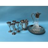 A claret jug and a collection of plated wares