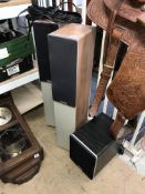 A pair of Cambridge Audio floor standing speakers and a Bass bin