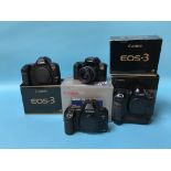 Two Canon EOS 3, a Canon EOS 1000F and a Canon EOS 1 (4)