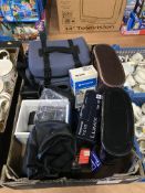 Assorted binoculars and camera accessories