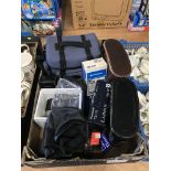 Assorted binoculars and camera accessories