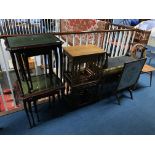 Four nests of tables, stool, fire screen etc.