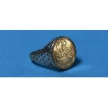 A 1/20 ounce Isle of Man Angel coin, mounted in 9ct ring