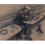 Norman Cornish (1919-2014), oil pastel on paper, signed, 'Man leaning on table', verso University of