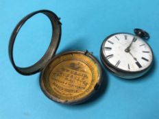 A silver pair cased fusee pocket watch