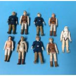 Nine Star Wars figures, including Hoth Rebel soldiers