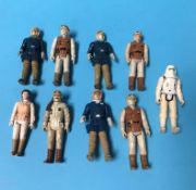 Nine Star Wars figures, including Hoth Rebel soldiers