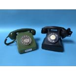 A Bakelite telephone and a 1970's telephone