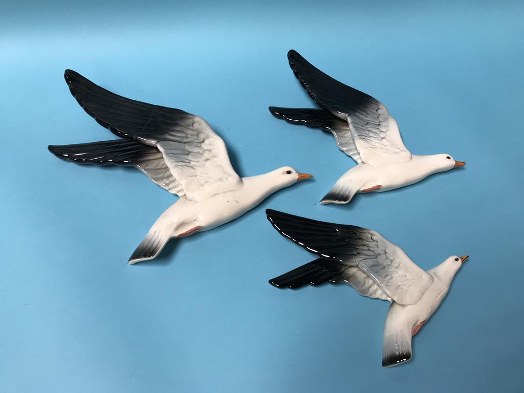 Three Beswick graduated wall mounted seagulls