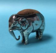 A silver pin cushion in the form of an elephant, Cornelius Desormeaux and James Francis Hollings