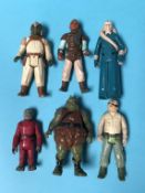 Six Star Wars figures, including Prune Face etc.