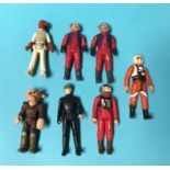Seven Star Wars figures, including Ree Yees etc.