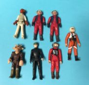 Seven Star Wars figures, including Ree Yees etc.