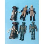 Six Star Wars figures, including 2-1B Medical droids
