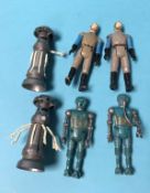 Six Star Wars figures, including 2-1B Medical droids