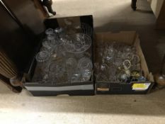 Two trays of glass ware