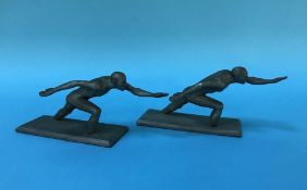 A pair of spelter 'Zoton' figures