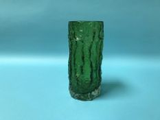 A Whitefriars olive green bark vase, 23cm height
