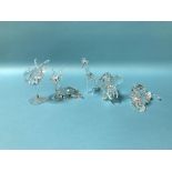 Five boxed Swarovski figures, to include a lion, elephant, giraffe, kudu and a ballerina