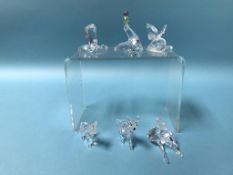 Six boxed Swarovski glass ornaments, to include 'snake', 'seal', 'dog', 'deer' etc.
