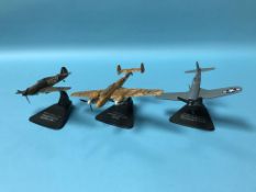 A set of 14 metalwork military aircraft, on stands