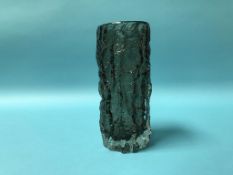A Whitefriars black coloured bark vase, 19cm height