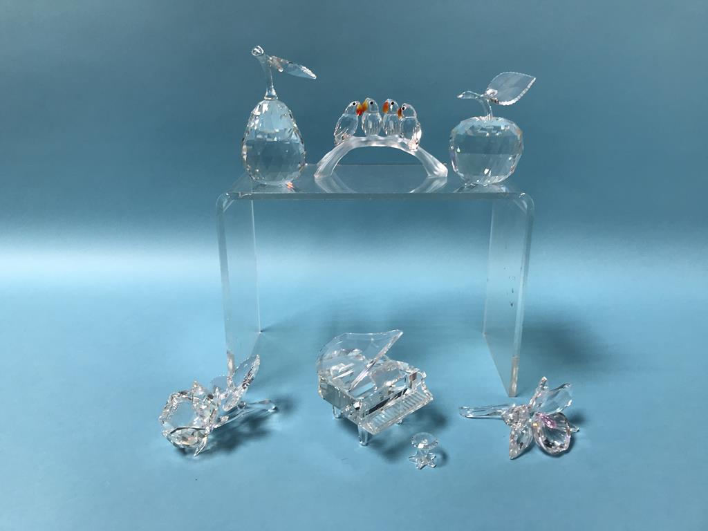 Six boxed Swarovski glass ornaments