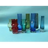 A collection of coloured glassware