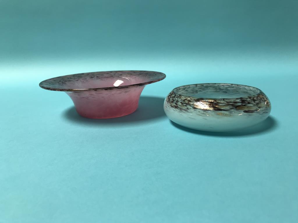 Two coloured glass bowls