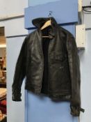 A black World War II motorcycle couriers leather jacket