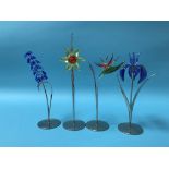 Four boxed Swarovski glass flower ornaments