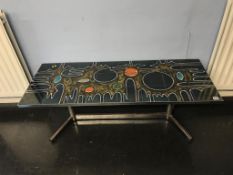 An Adri Belgique 1960s tiled and chrome coffee table