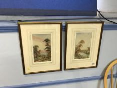 R. Allan, pair, watercolours, signed, 'Landscapes', 25 x 15cm