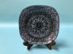 An early Troika St Ives D-Plate, decorated with abstract design, impressed marks, 18.5cm wide