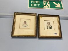 Victorian School, pair, watercolour, unsigned, 'Quarter length portraits of a brother and sister',