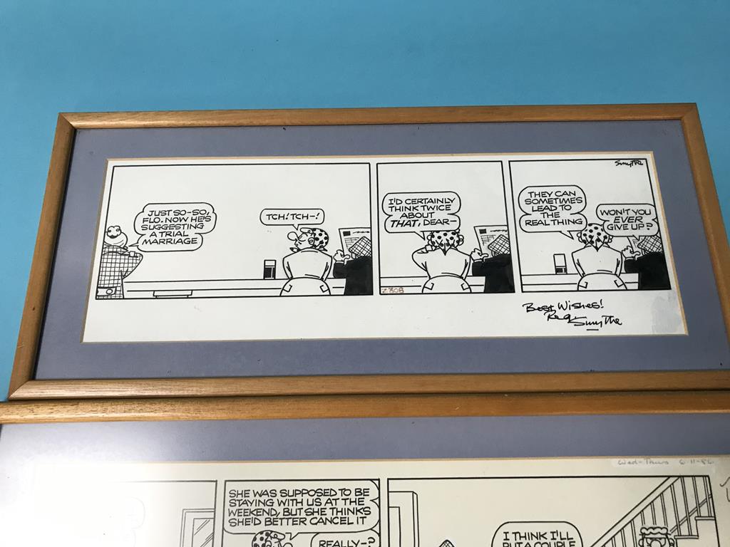 Two framed Andy Cap cartoons, signed 'Best wishes, Reg Smythe' - Image 3 of 3